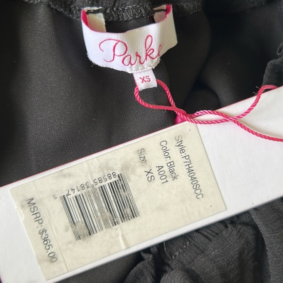 NWT Parker Palermo Silk Mini Dress Black Off The Shoulder Ruffle Size XS - Picture 5 of 6